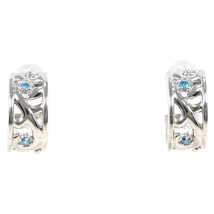 18K White Gold Blue Diamond Earrings – front view