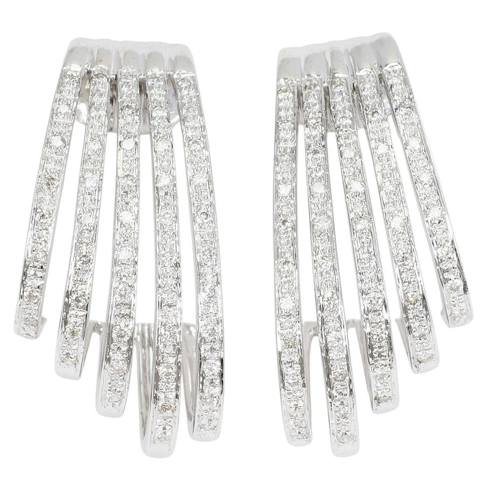 18K White Gold Diamond Earrings – front view