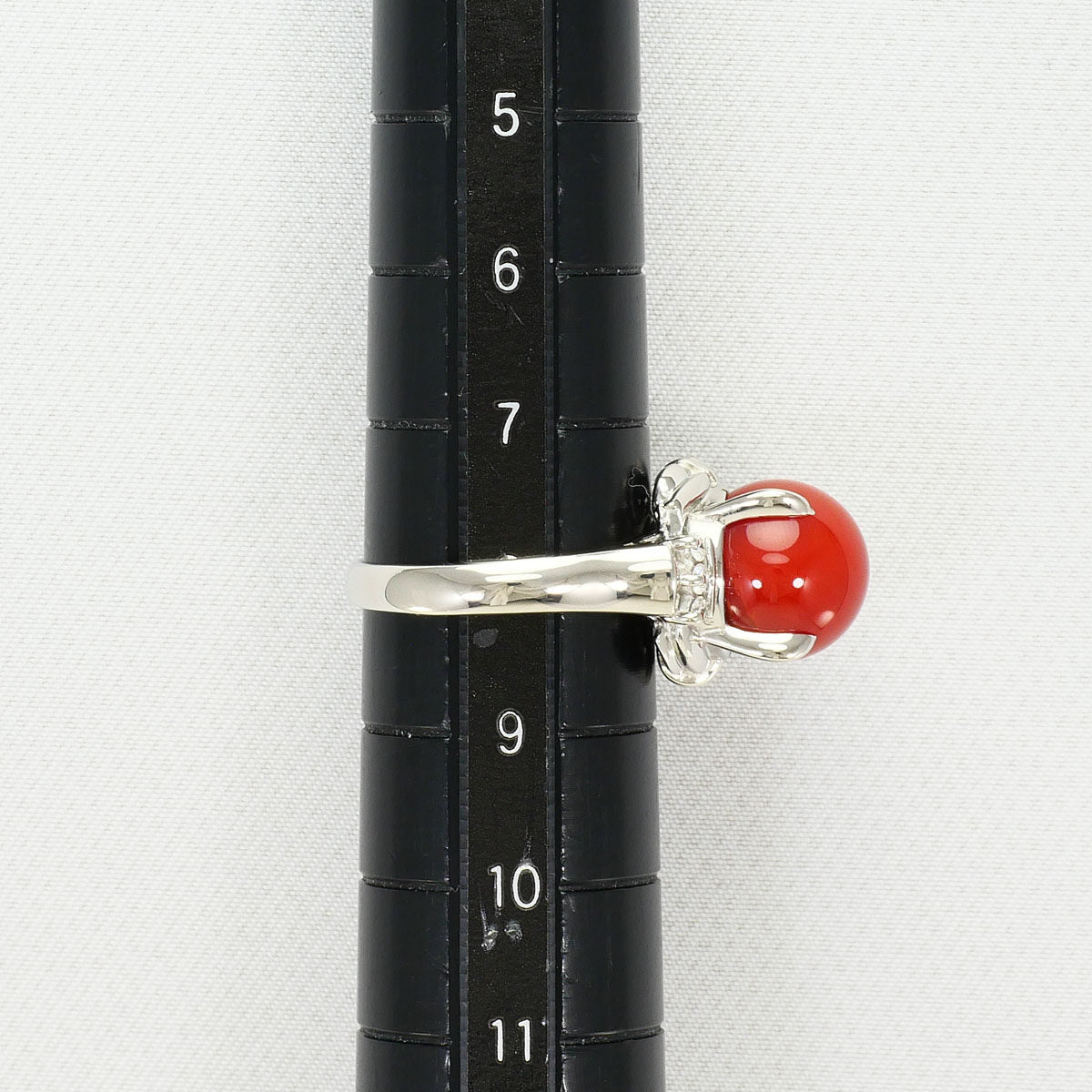 Platinum Diamond Coral Ring – image 8