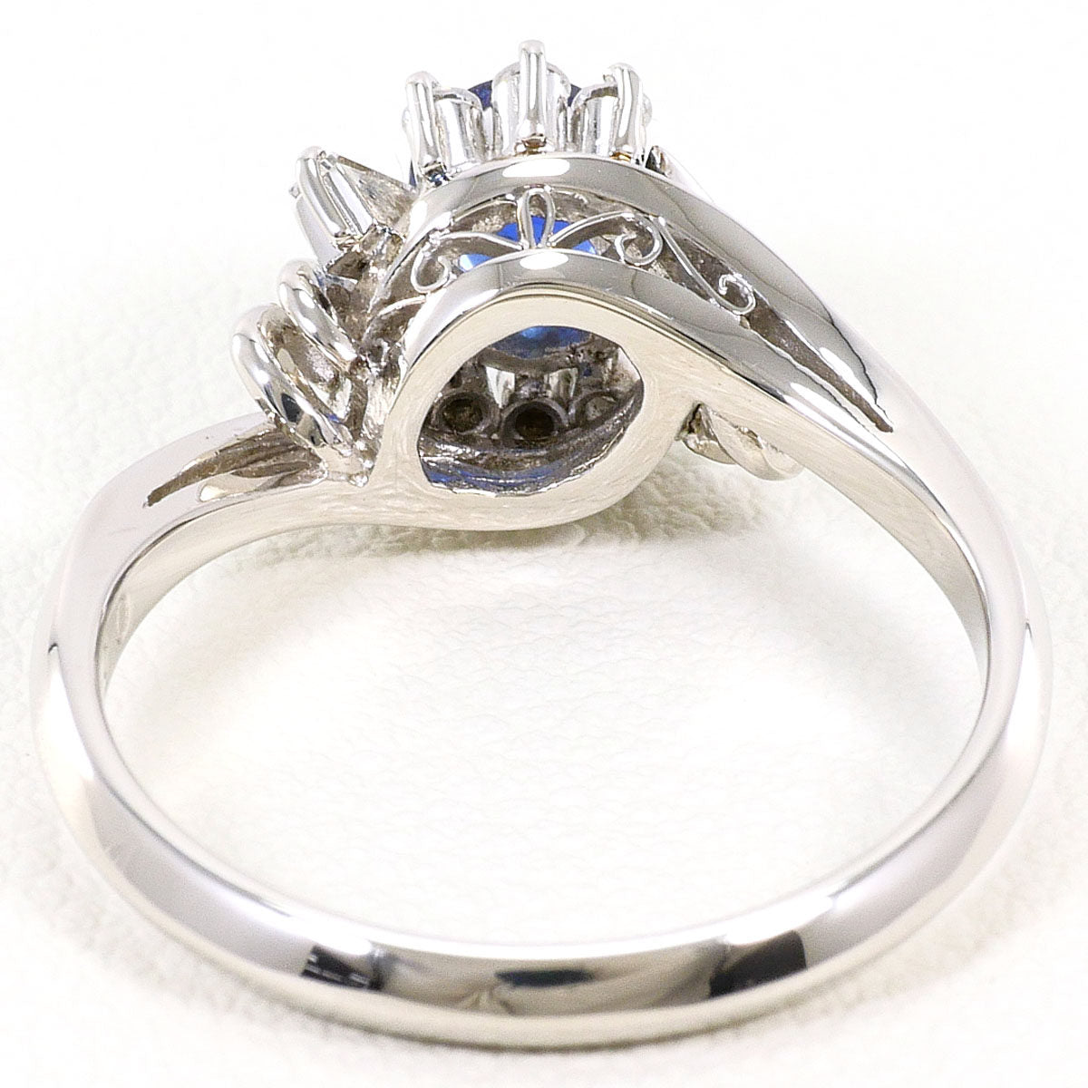 Platinum Diamond Sapphire Ring – inside band