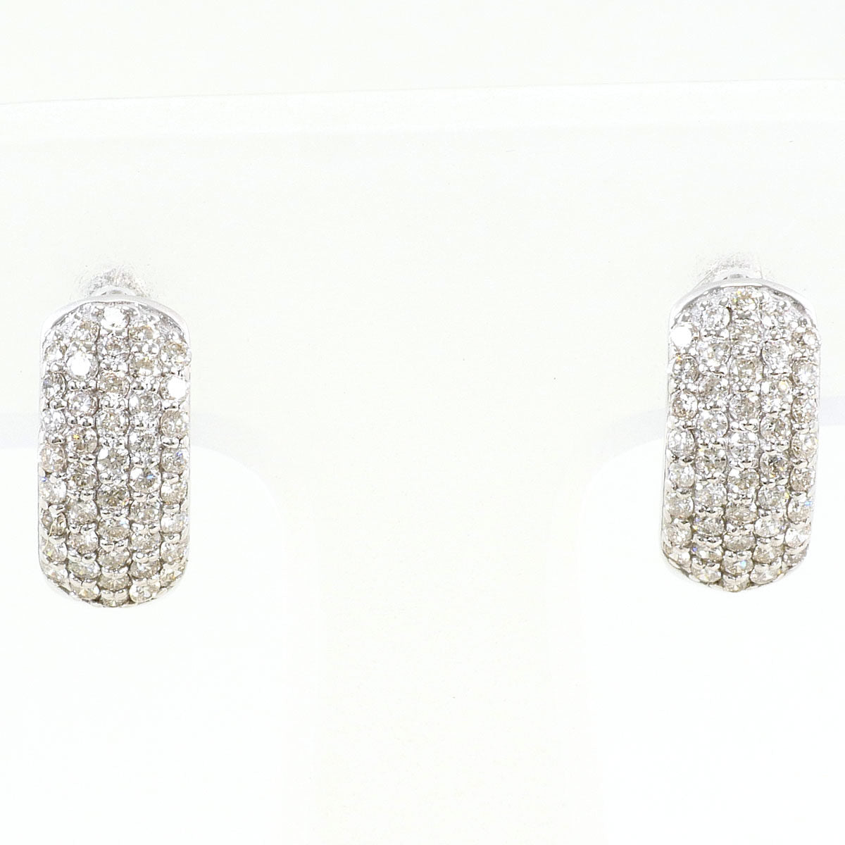 18K White Gold Diamond Earrings – front view
