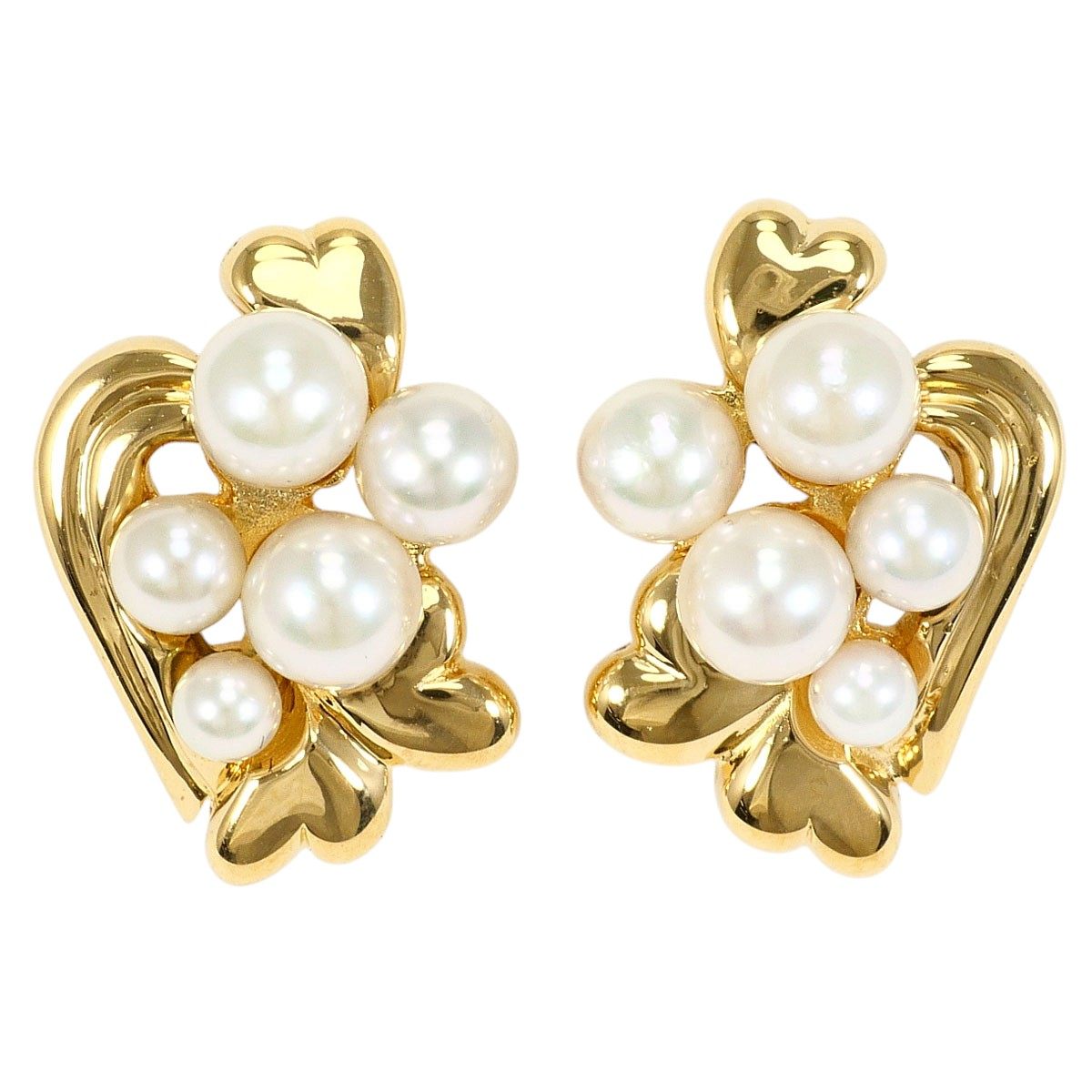 18K Yellow Gold Akoya Pearl Earrings – front view
