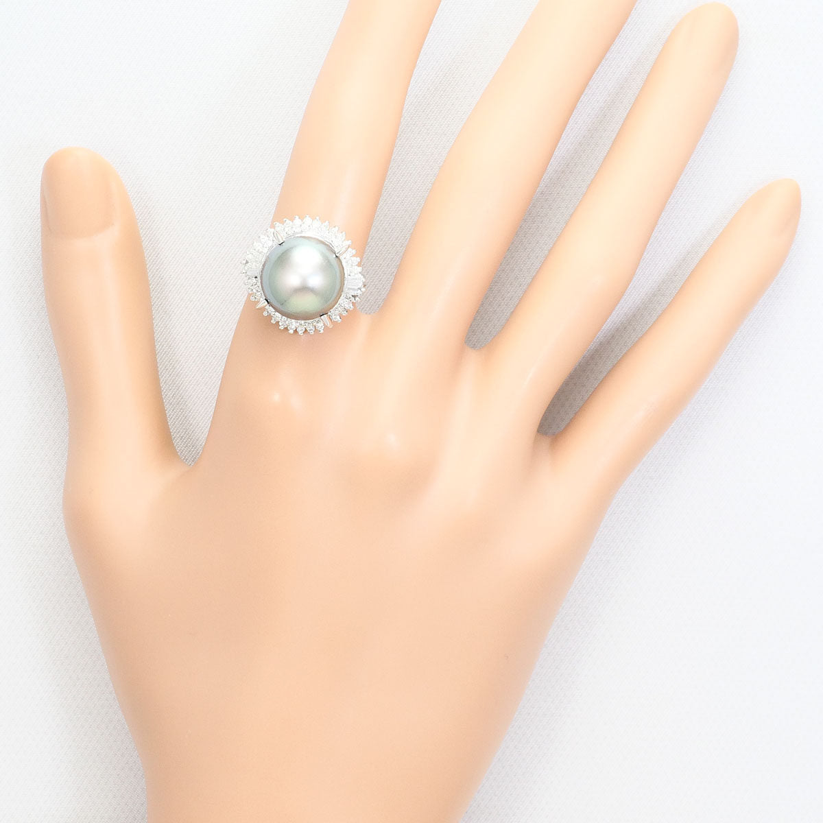 Platinum Black South Sea Pearl Diamond Ring – alternate view
