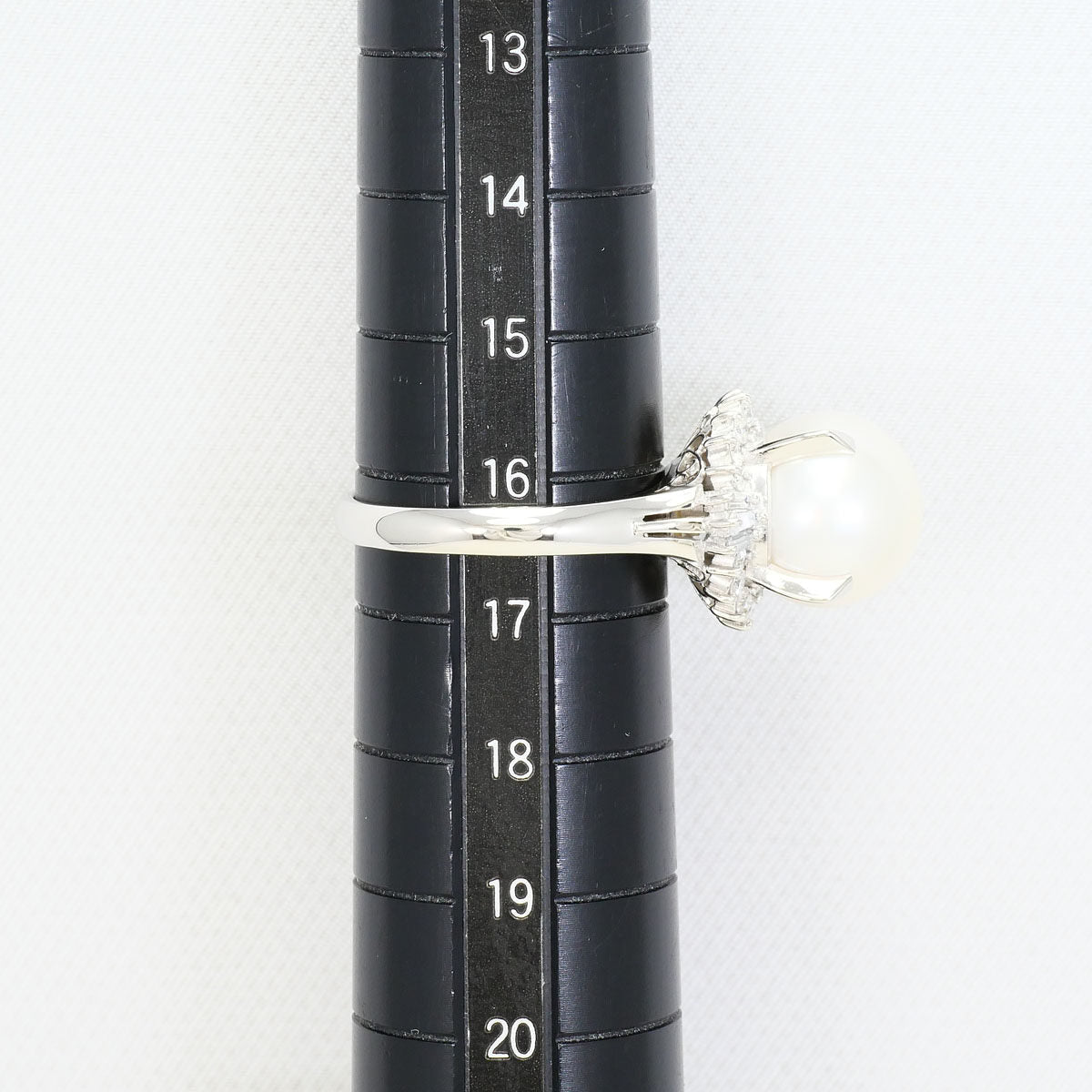 Platinum South Sea Pearl Diamond Ring – image 8