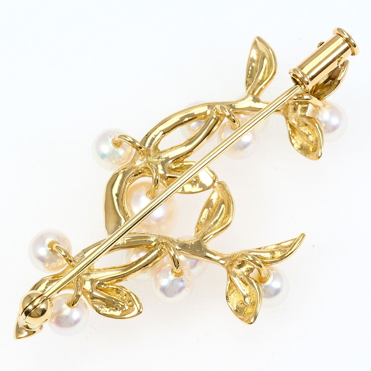18K Yellow Gold Akoya Pearl Brooch – reverse and pin
