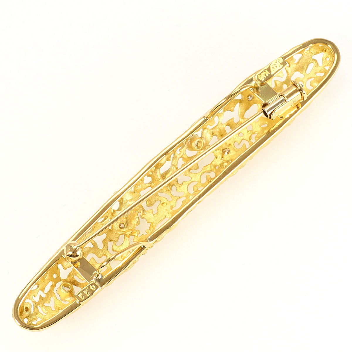 18K Yellow Gold Diamond Brooch – reverse and pin