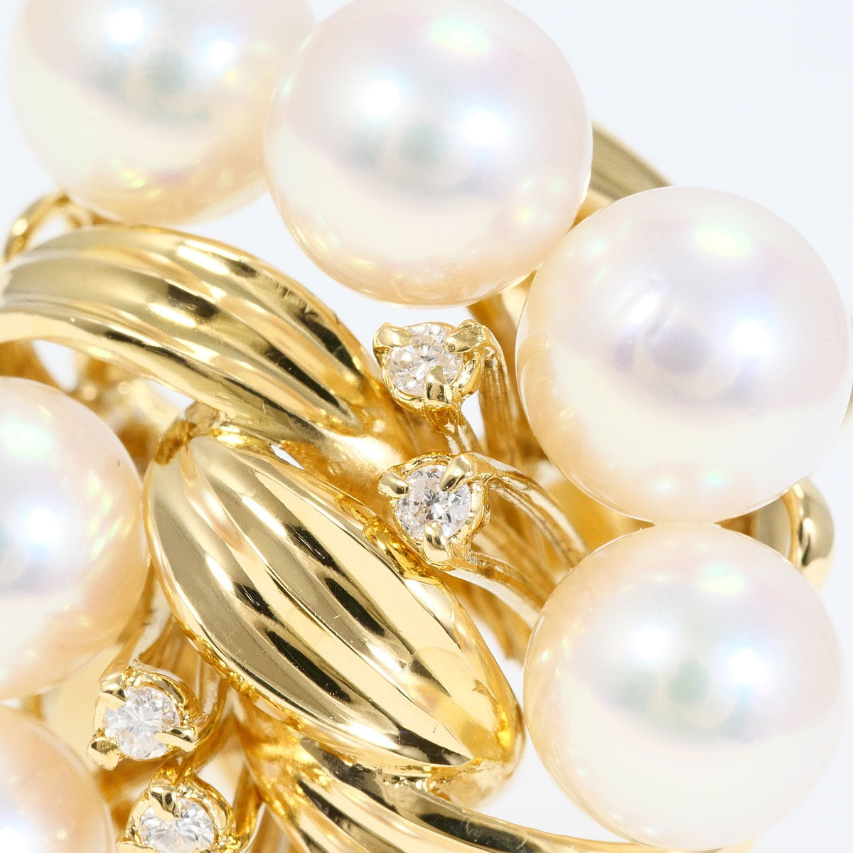 18K Yellow Gold Akoya Pearl Diamond Ring – side view
