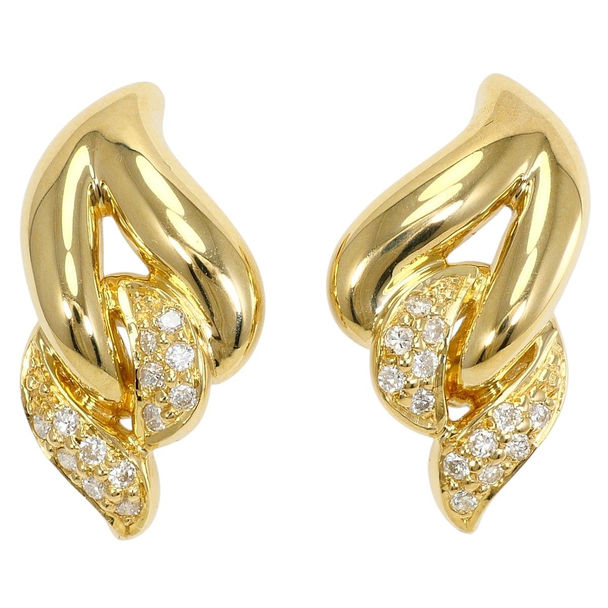 18K Yellow Gold Diamond Earrings – front view