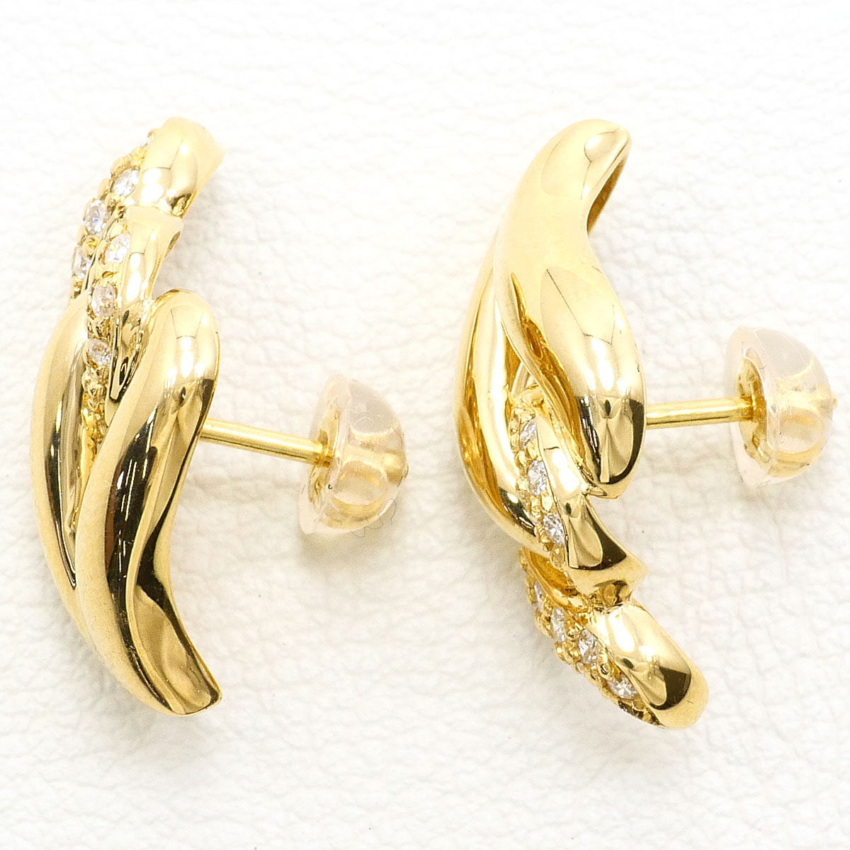 18K Yellow Gold Diamond Earrings – side view