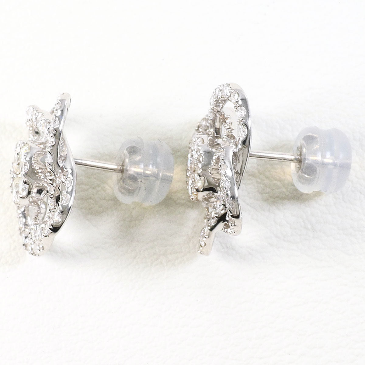 18K White Gold Diamond Earrings – side view