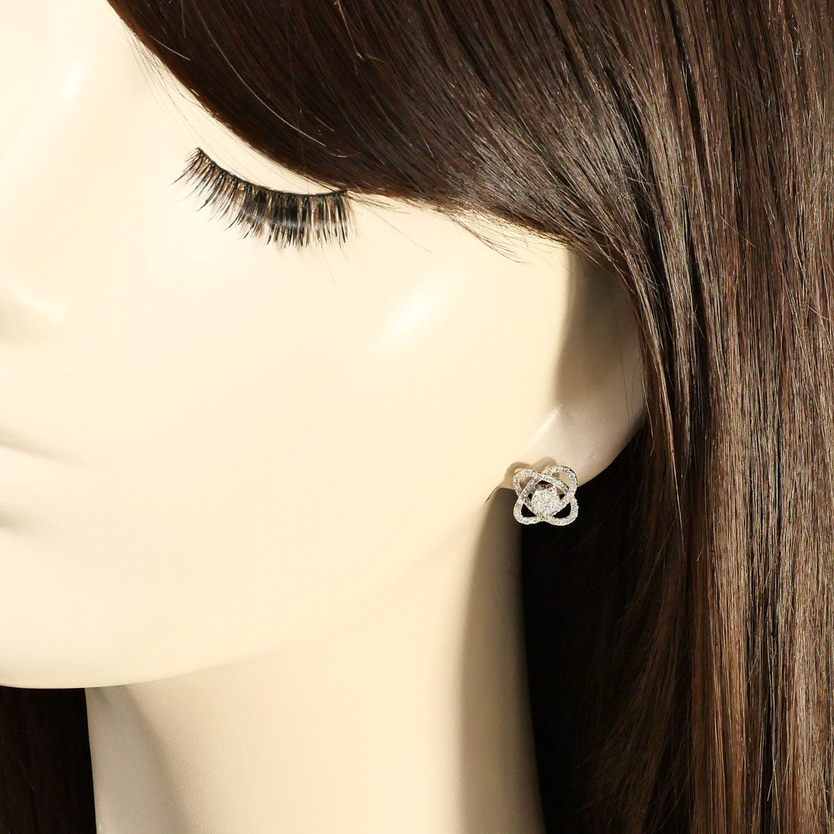 18K White Gold Diamond Earrings – alternate view