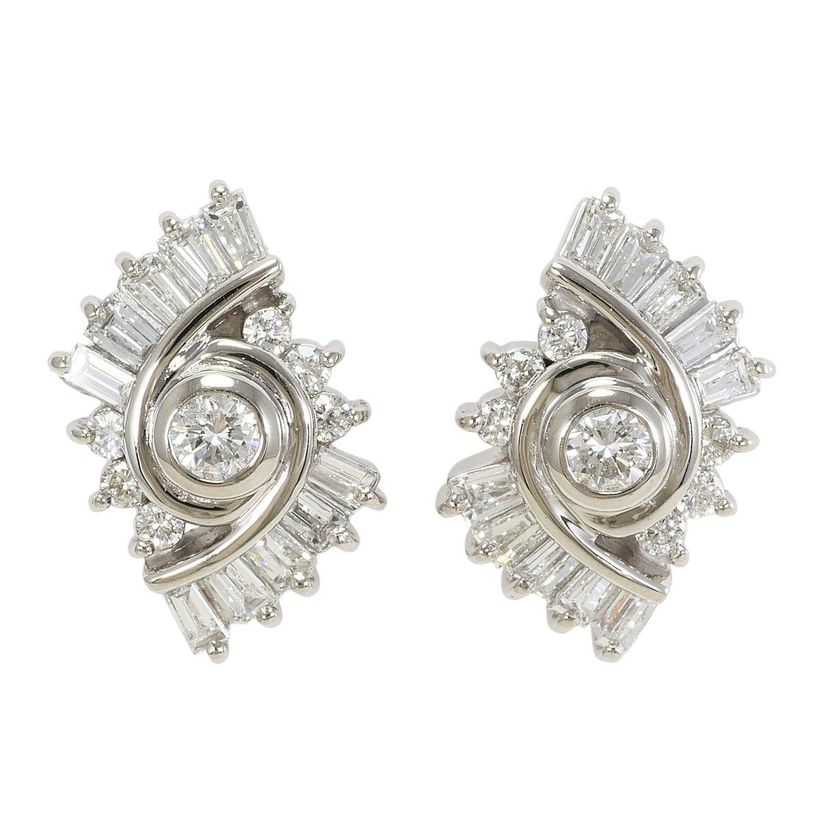 Platinum Diamond Earrings – front view