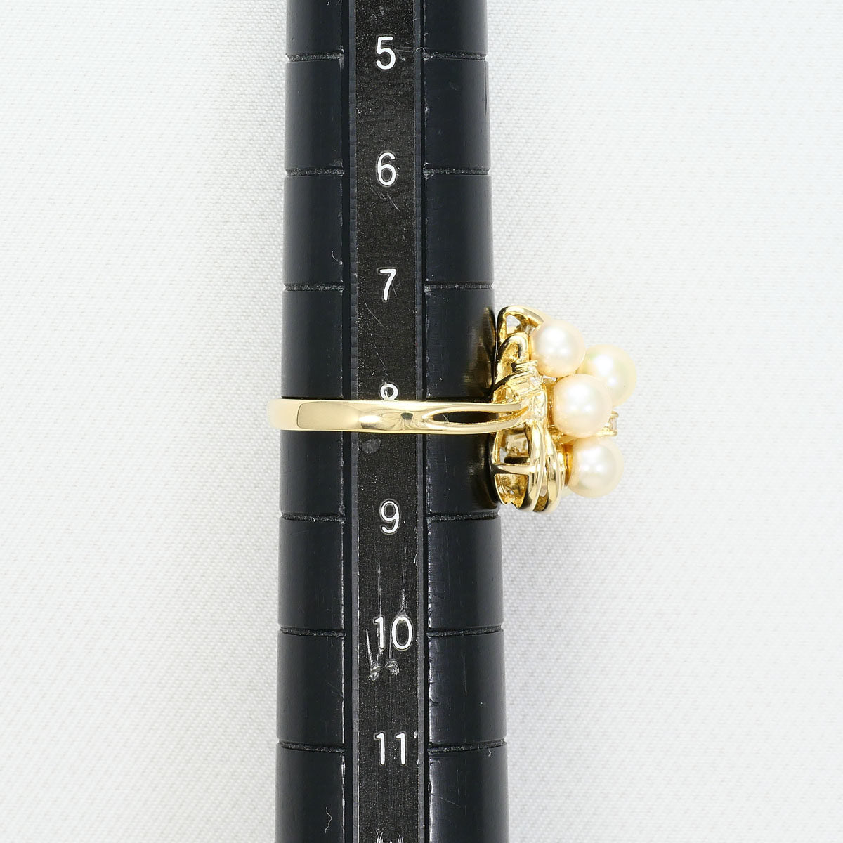 14K Yellow Gold Diamond Pearl Ring – alternate view