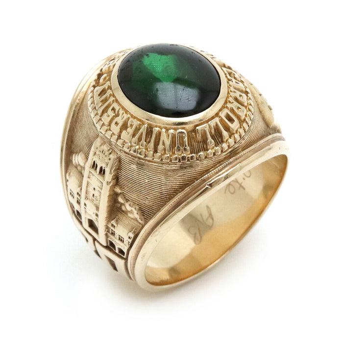 10K Yellow Gold John Carroll University Green Stone Emerald Ring – front view