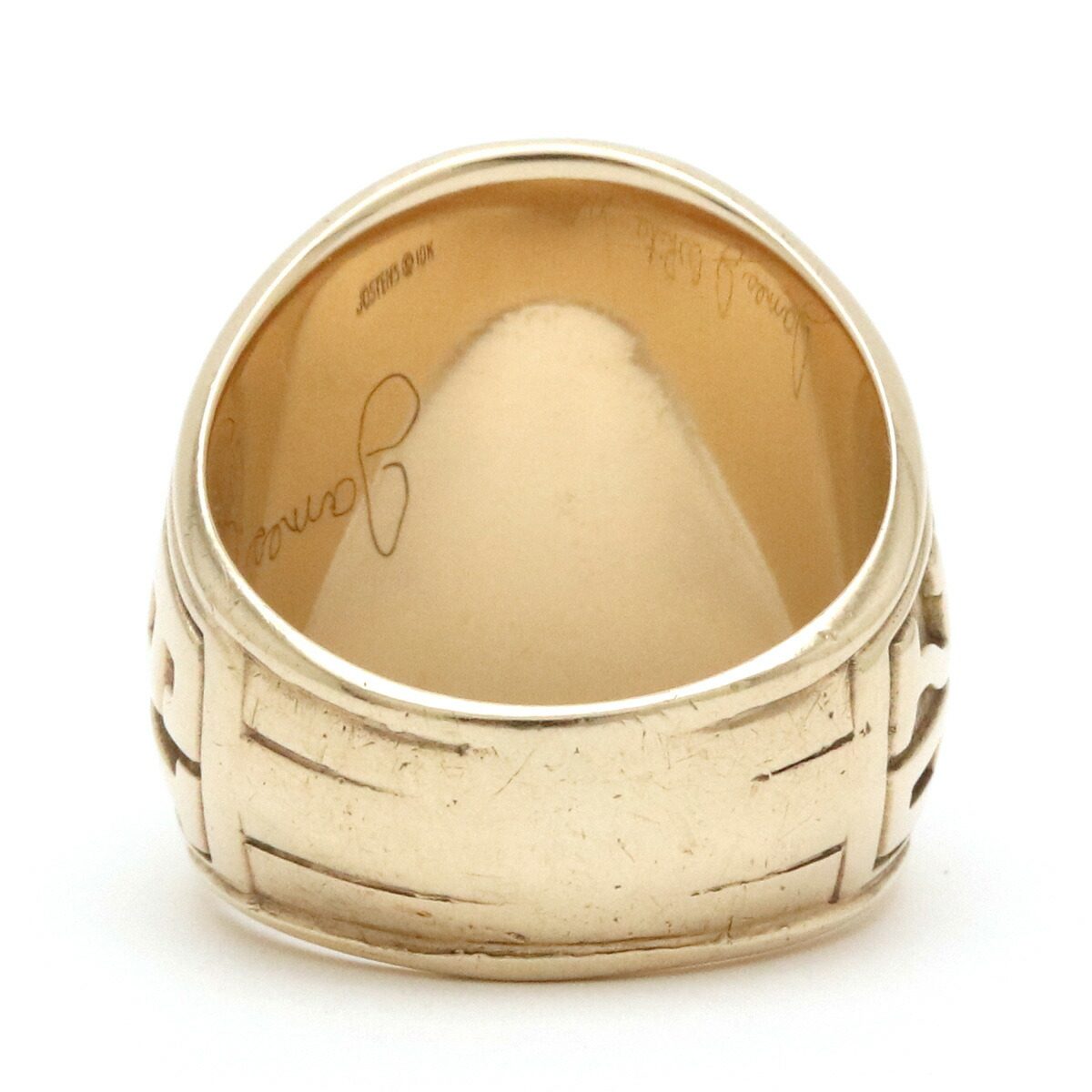 10K Yellow Gold John Carroll University Green Stone Emerald Ring – inside band