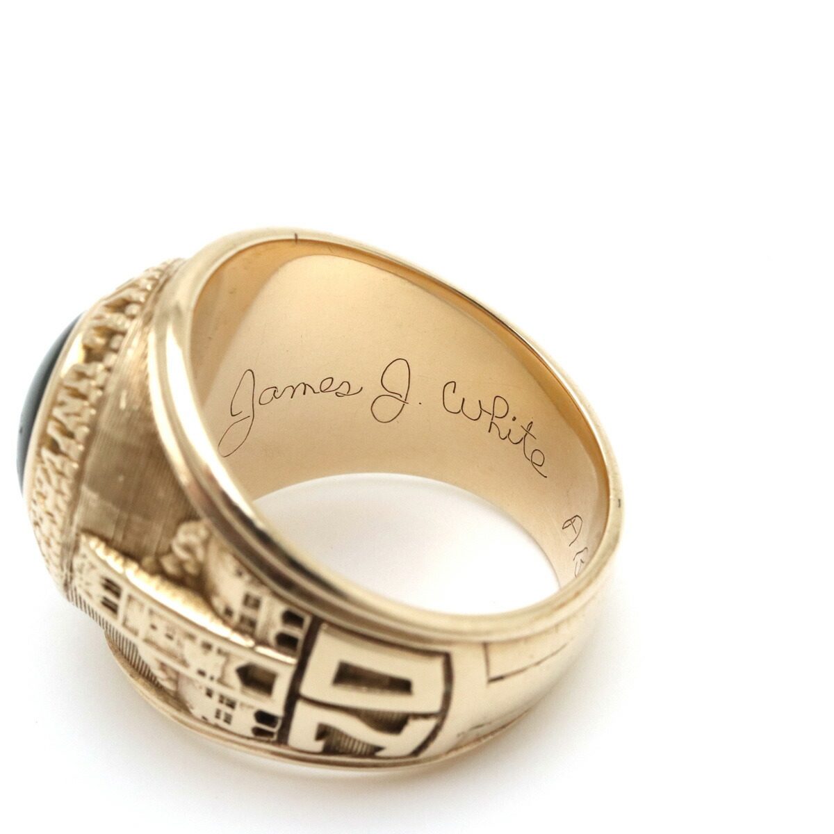 10K Yellow Gold John Carroll University Green Stone Emerald Ring – alternate view