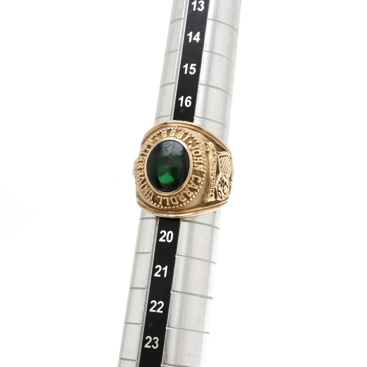 10K Yellow Gold John Carroll University Green Stone Emerald Ring – image 8
