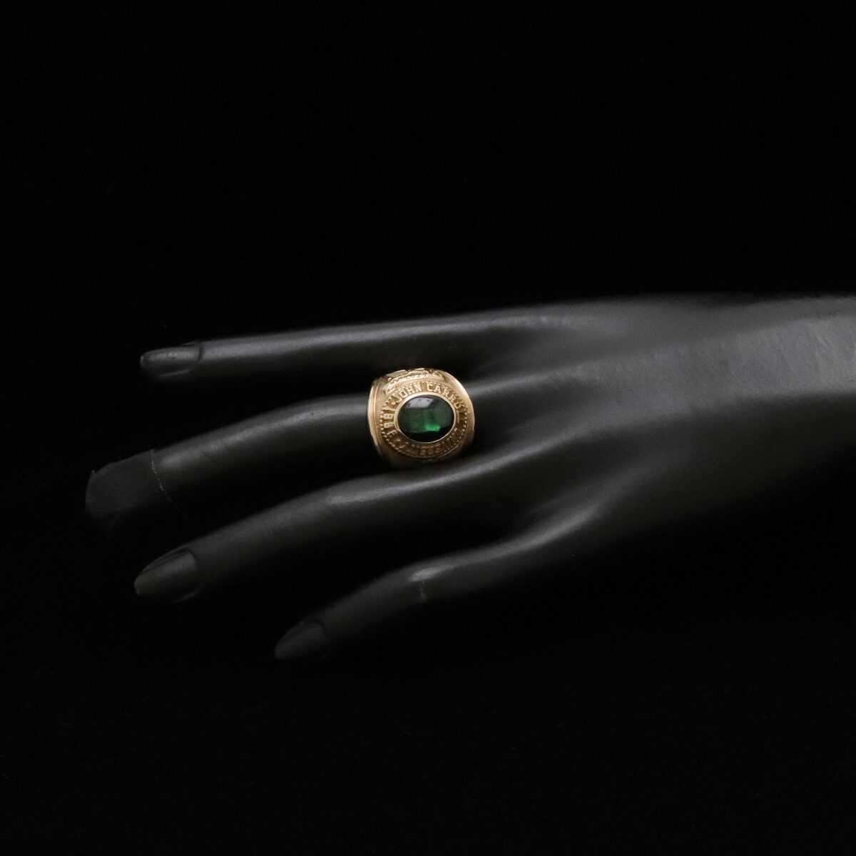 10K Yellow Gold John Carroll University Green Stone Emerald Ring – image 9