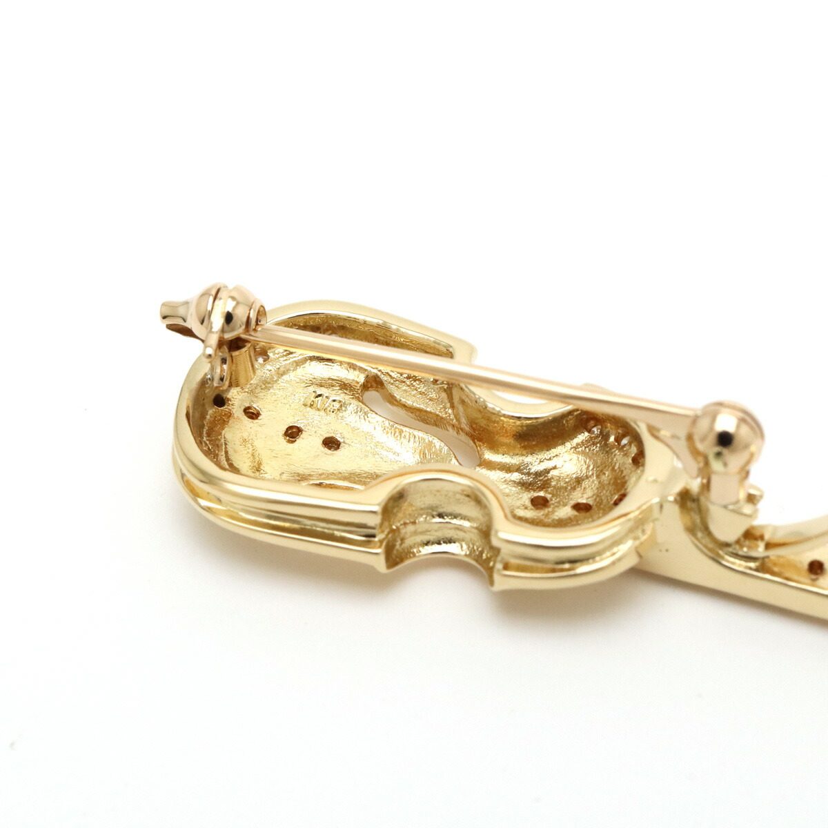 18K Yellow Gold Violin Diamond Sapphire Pendant – alternate view