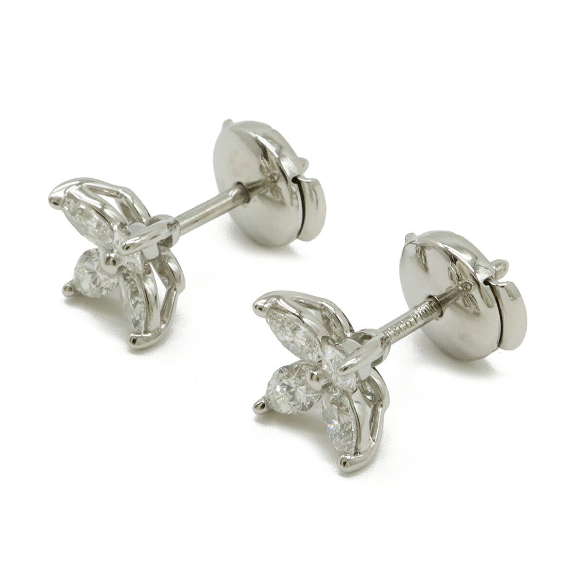 Tiffany & Co. Victoria Platinum Diamond Earrings – detail view