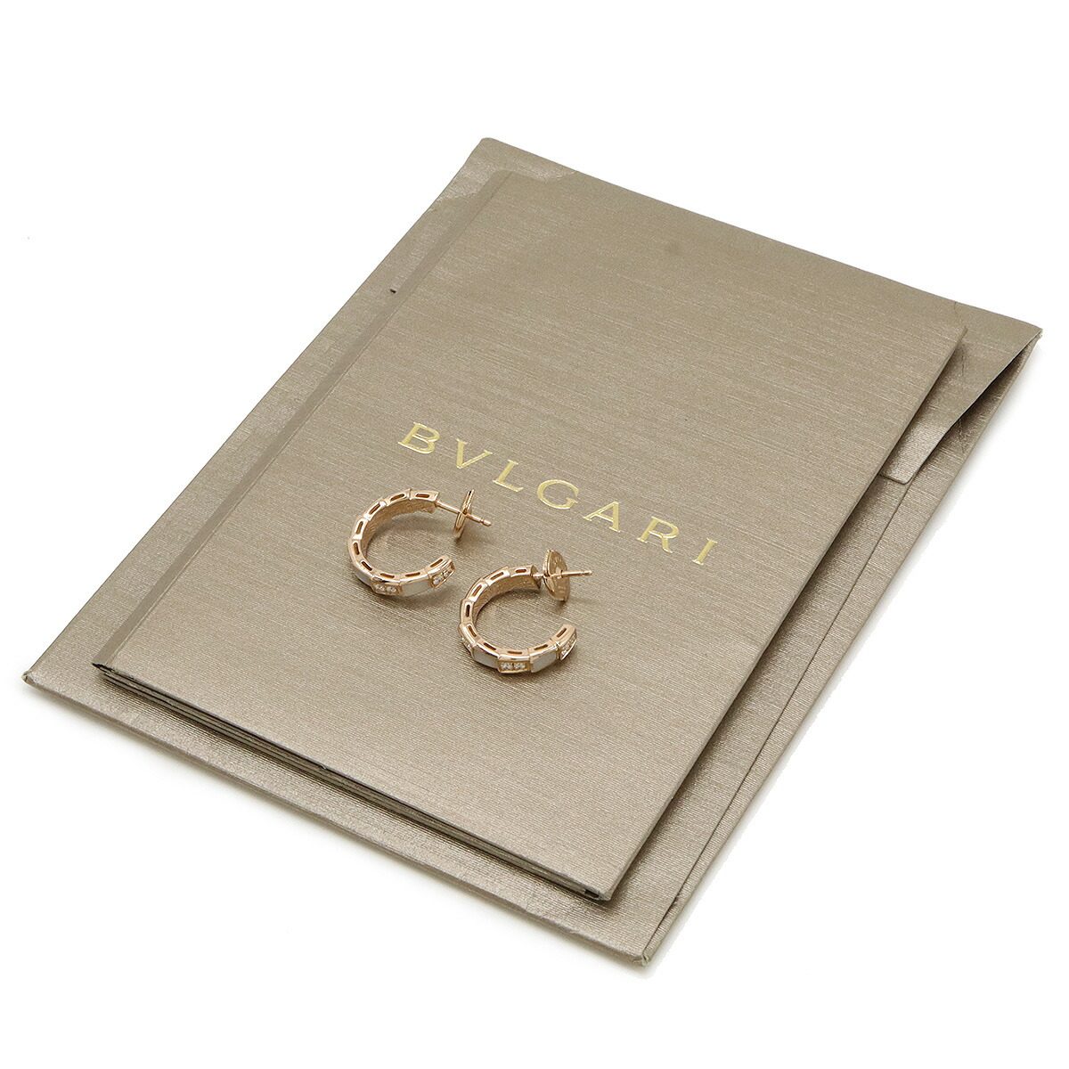 Bulgari Serpenti Viper 18K Rose Gold Mother of Pearl Diamond Earrings – alternate view