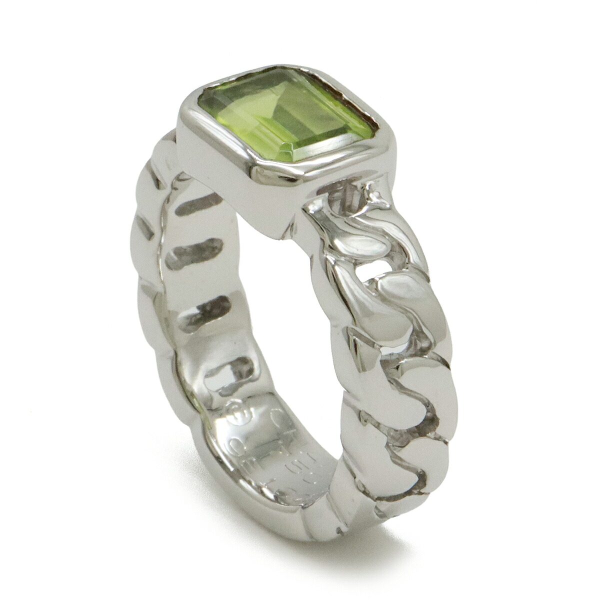 Chanel 18K White Gold Peridot Ring – side view