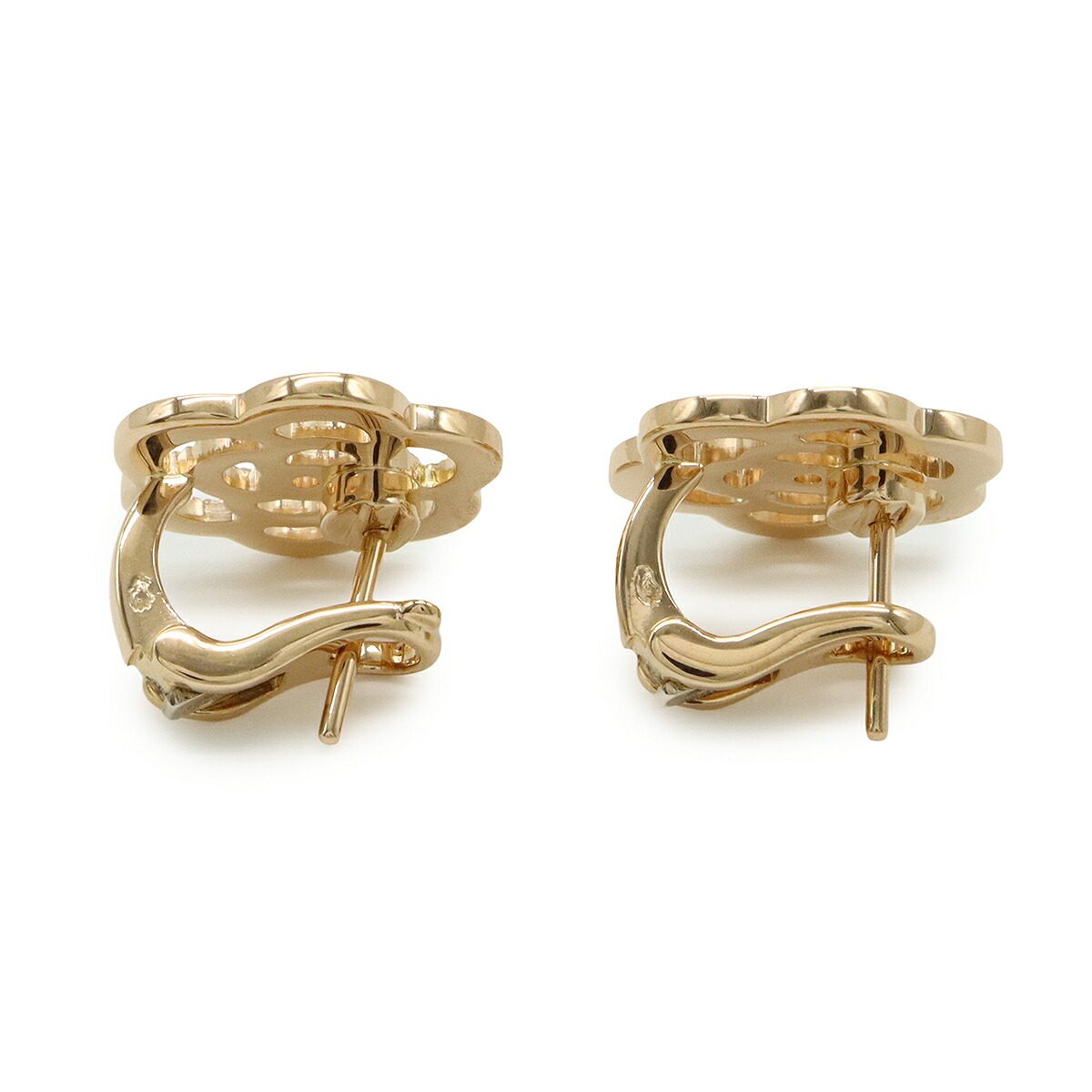 Chanel Camelia 18K Rose Gold Diamond Earrings – detail view