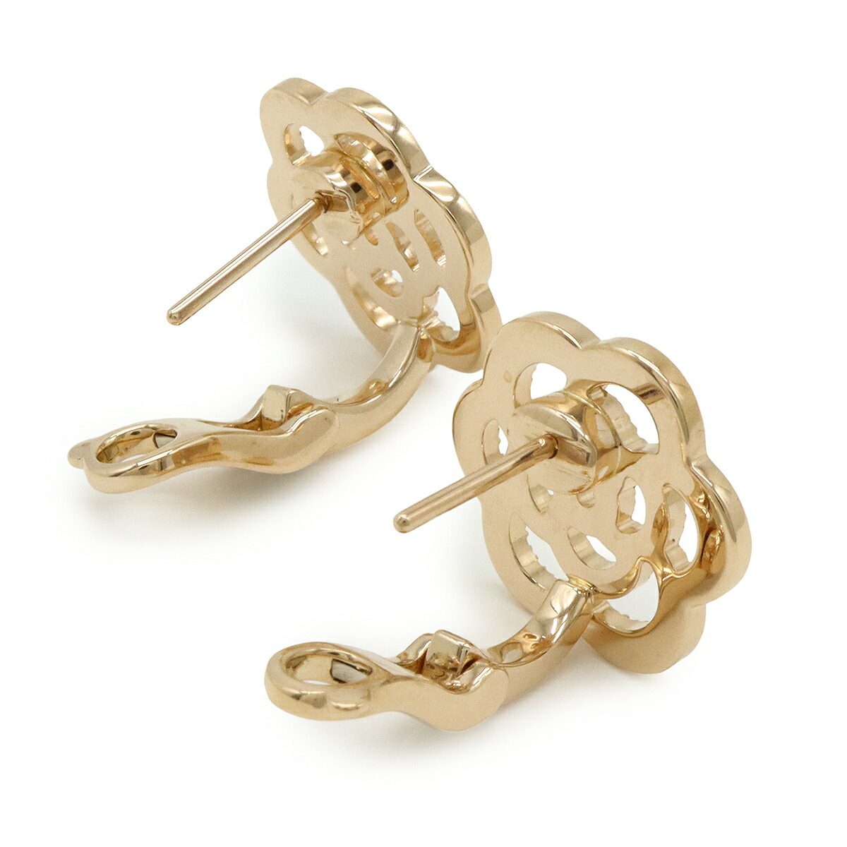 Chanel Camelia 18K Rose Gold Diamond Earrings – side view