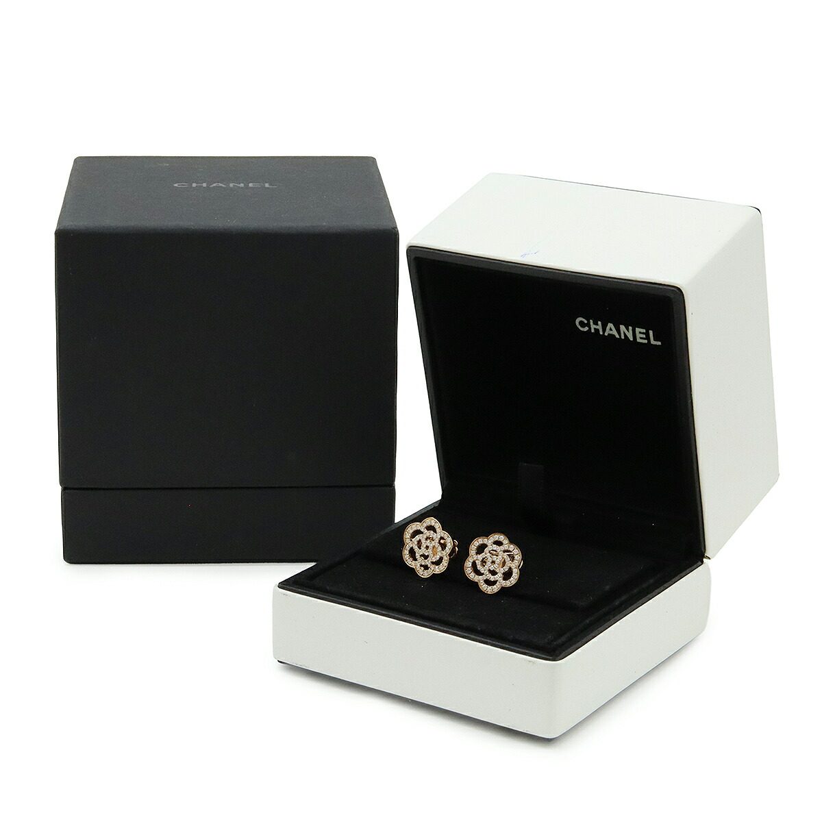Chanel Camelia 18K Rose Gold Diamond Earrings – alternate view
