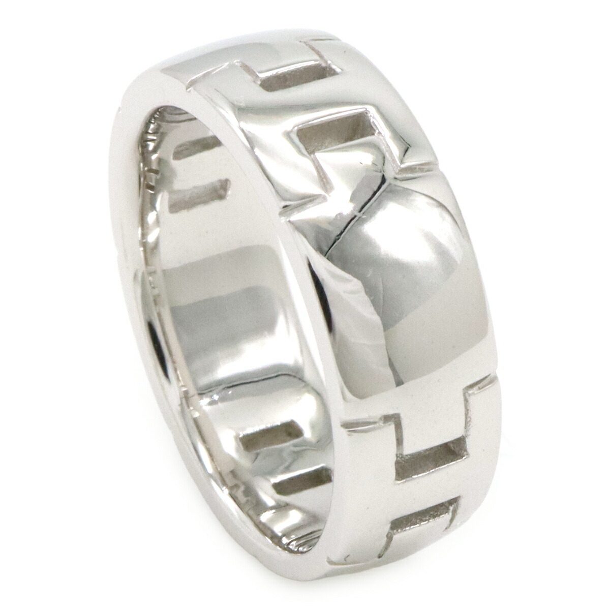 Hermès Heracles 18K White Gold Ring – side view