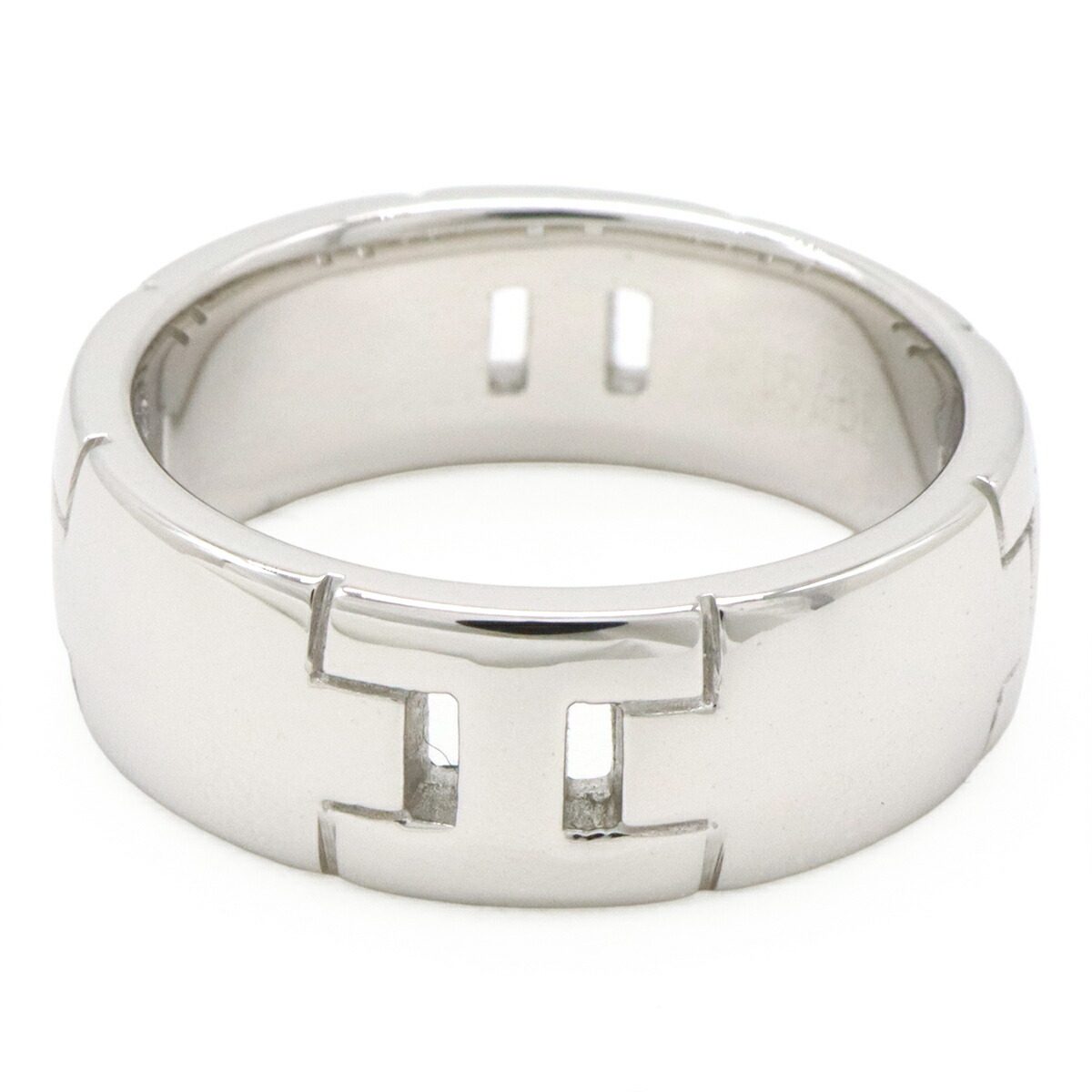 Hermès Heracles 18K White Gold Ring – top view