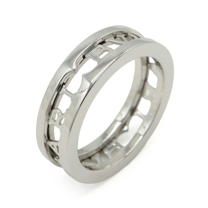 Bulgari B.zero1 Logo Spiral Openwork 18K White Gold Ring – front view