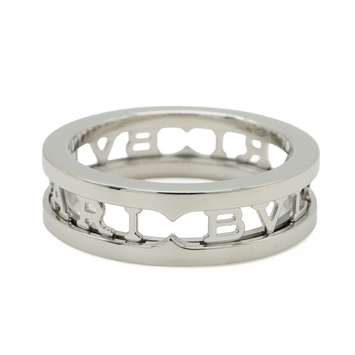 Bulgari B.zero1 Logo Spiral Openwork 18K White Gold Ring – top view