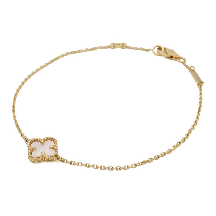 Van Cleef & Arpels Sweet Alhambra 18K Yellow Gold Mother of Pearl Bracelet – front view