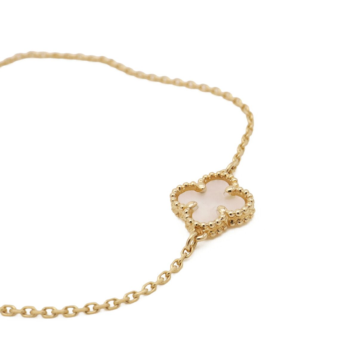 Van Cleef & Arpels Sweet Alhambra 18K Yellow Gold Mother of Pearl Bracelet – detail view