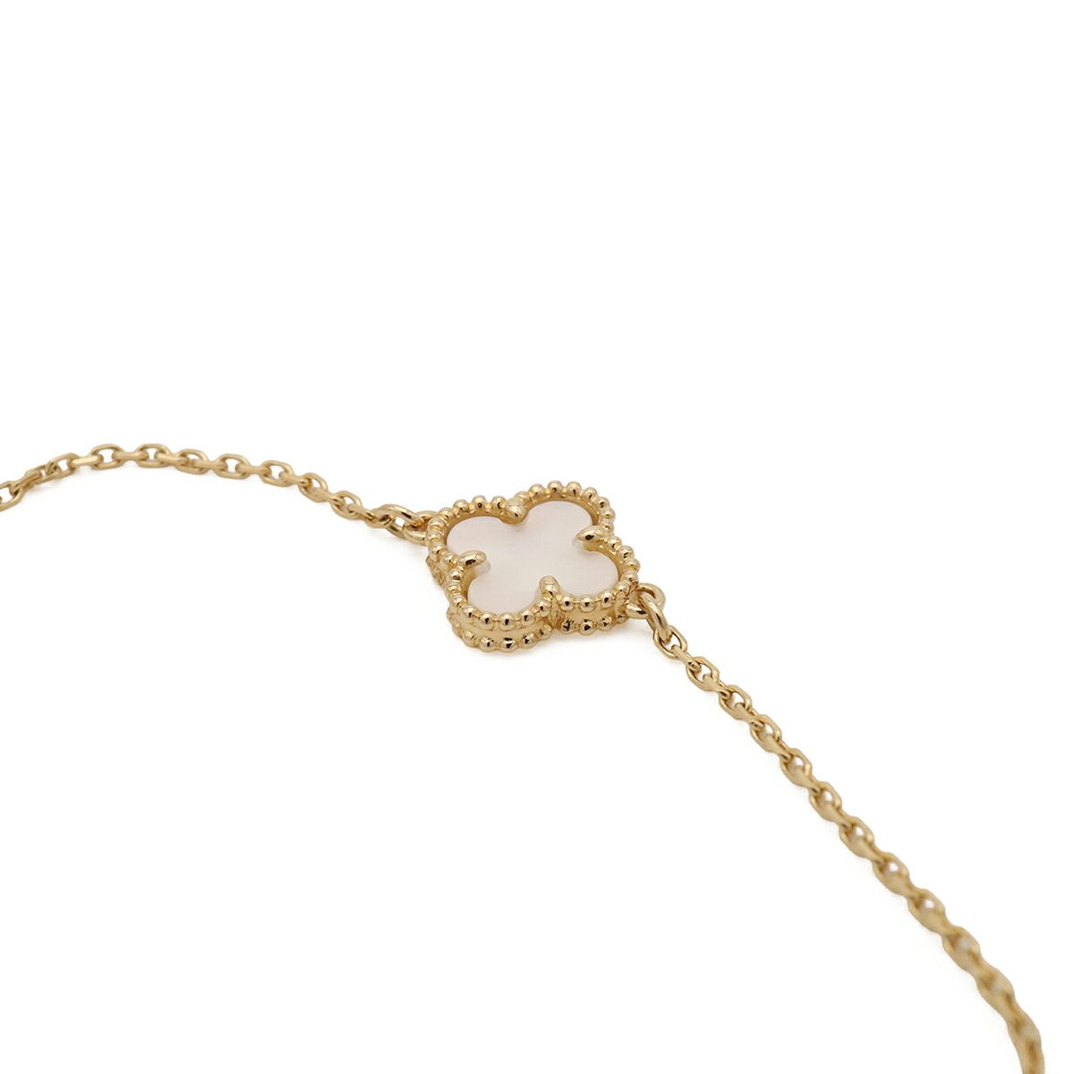 Van Cleef & Arpels Sweet Alhambra 18K Yellow Gold Mother of Pearl Bracelet – clasp detail
