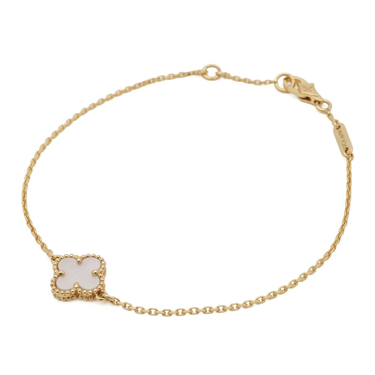 Van Cleef & Arpels Sweet Alhambra 18K Yellow Gold Mother of Pearl Bracelet – front view