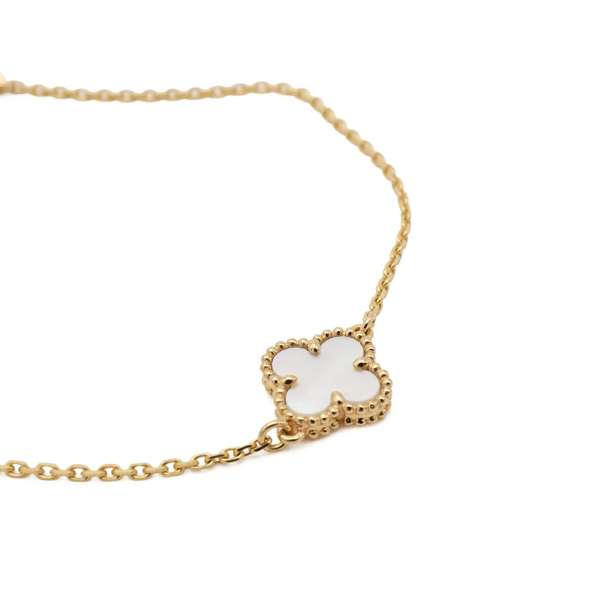 Van Cleef & Arpels Sweet Alhambra 18K Yellow Gold Mother of Pearl Bracelet – detail view
