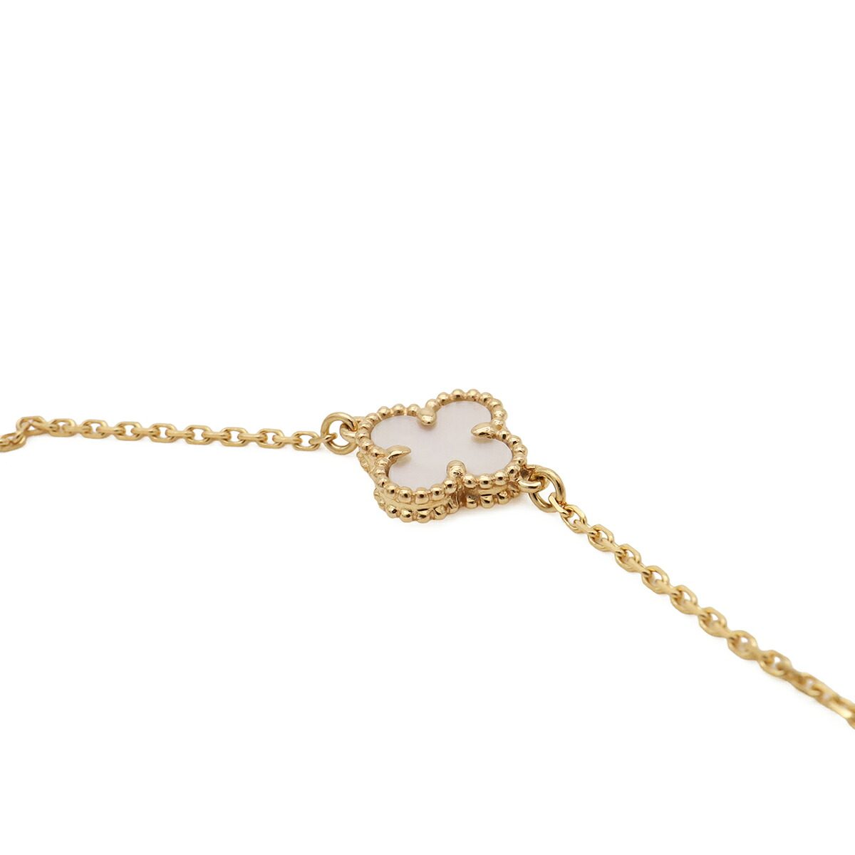 Van Cleef & Arpels Sweet Alhambra 18K Yellow Gold Mother of Pearl Bracelet – clasp detail