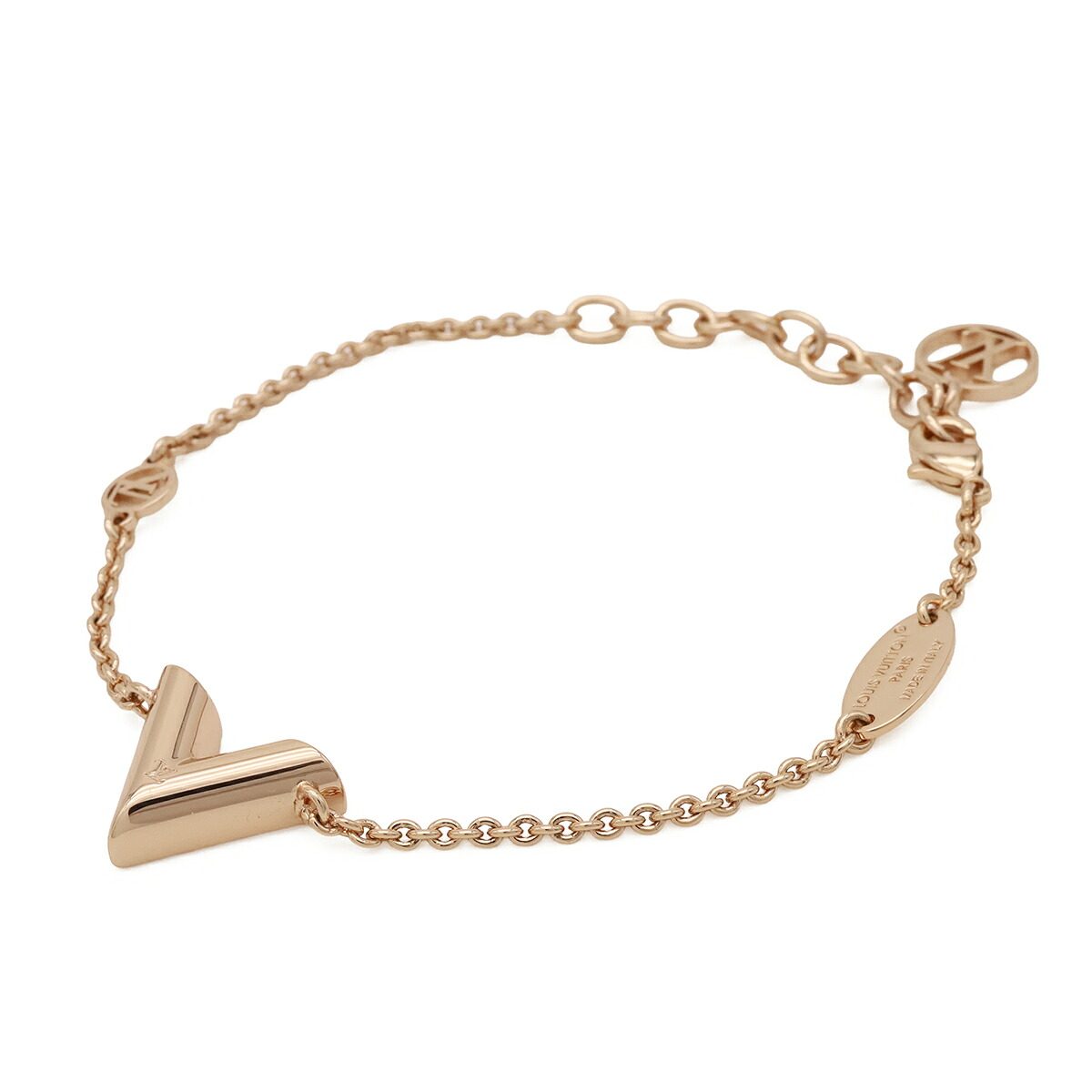 Louis Vuitton Essential V LV Circle 18K Rose Gold Bracelet – front view
