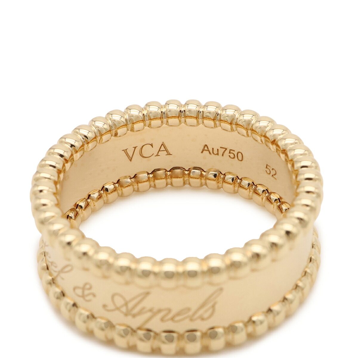 Van Cleef & Arpels Perlee Signature 18K Yellow Gold Diamond Ring – inside band