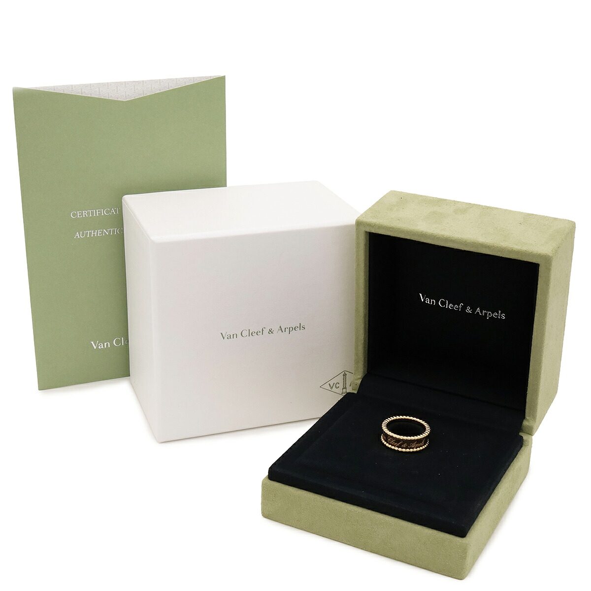 Van Cleef & Arpels Perlee Signature 18K Yellow Gold Diamond Ring – close-up