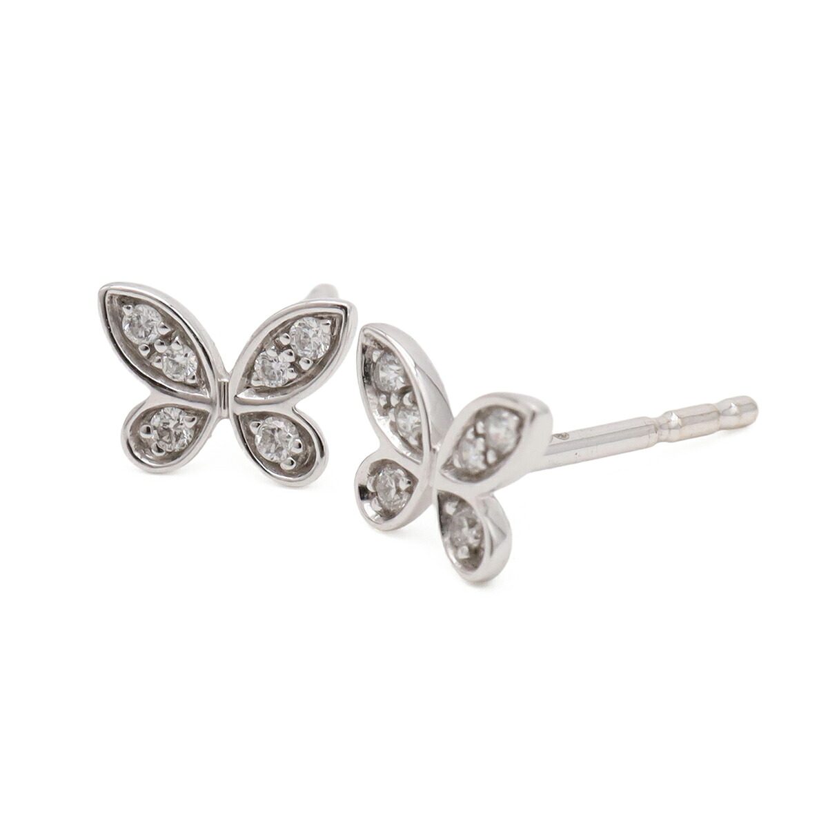 18K White Gold Graff Pave Butterfly Diamond Earrings – detail view