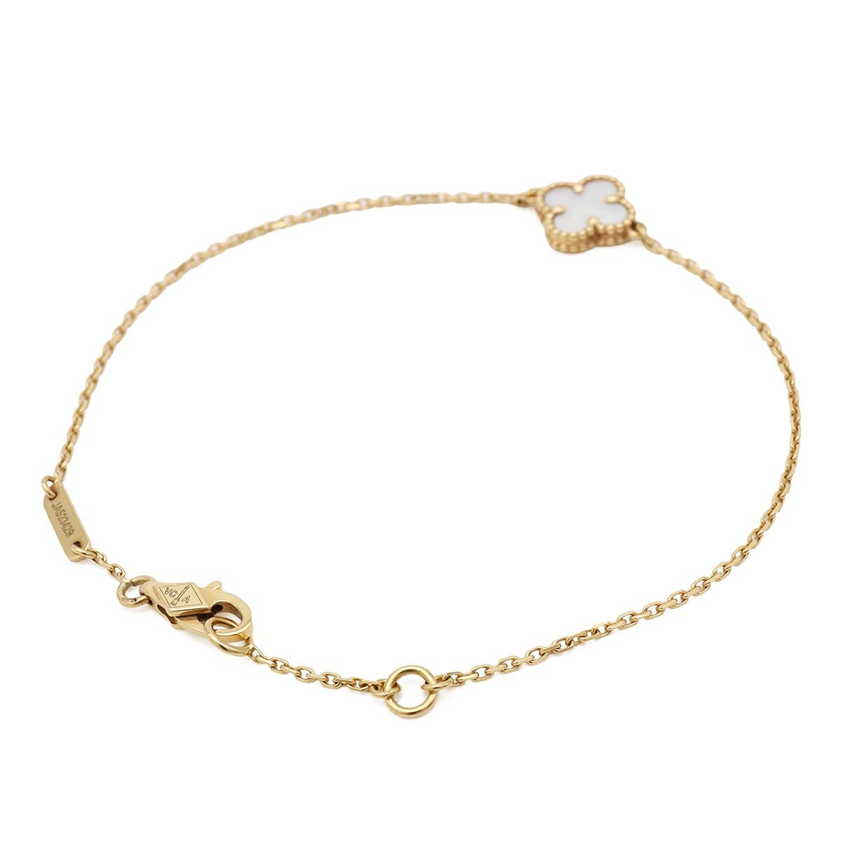 Van Cleef & Arpels Sweet Alhambra 18K Yellow Gold Mother of Pearl Bracelet – detail view