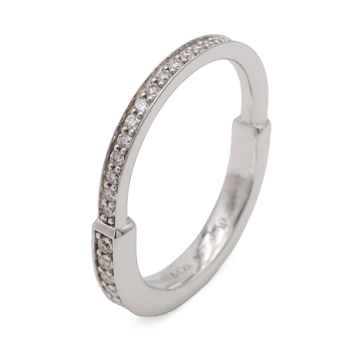 Tiffany & Co. Lock 18K White Gold Diamond Ring – front view