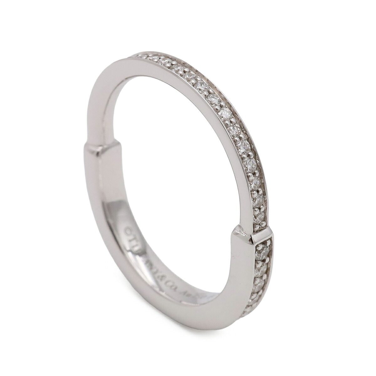 Tiffany & Co. Lock 18K White Gold Diamond Ring – side view