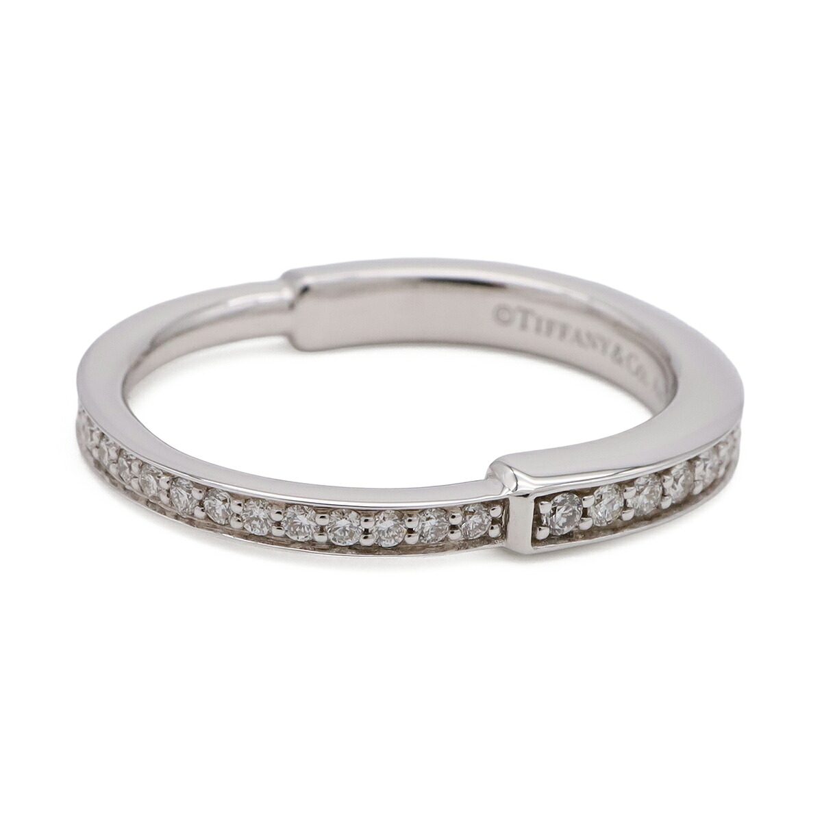 Tiffany & Co. Lock 18K White Gold Diamond Ring – top view