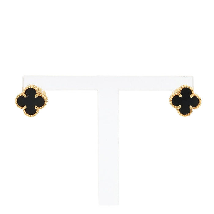 Van Cleef & Arpels Sweet Alhambra 18K Yellow Gold Pearl Earrings – front view