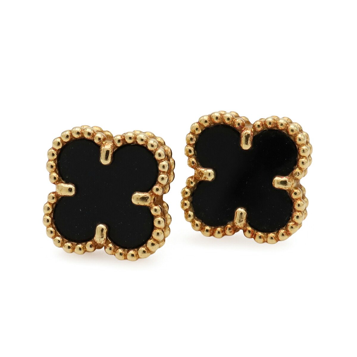 Van Cleef & Arpels Sweet Alhambra 18K Yellow Gold Pearl Earrings – detail view