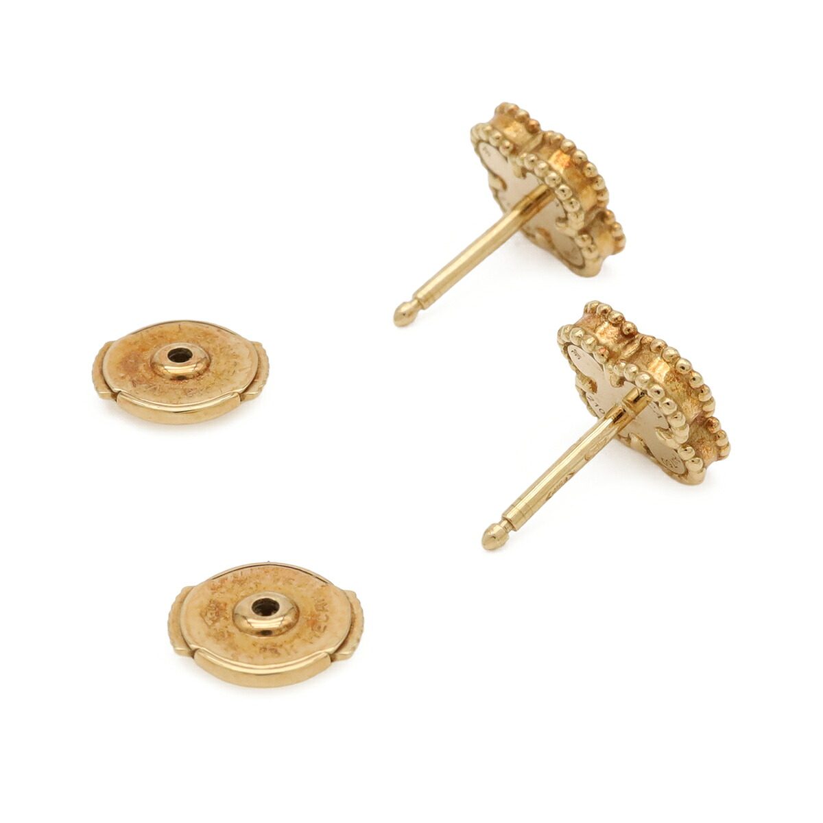 Van Cleef & Arpels Sweet Alhambra 18K Yellow Gold Pearl Earrings – back and fastening